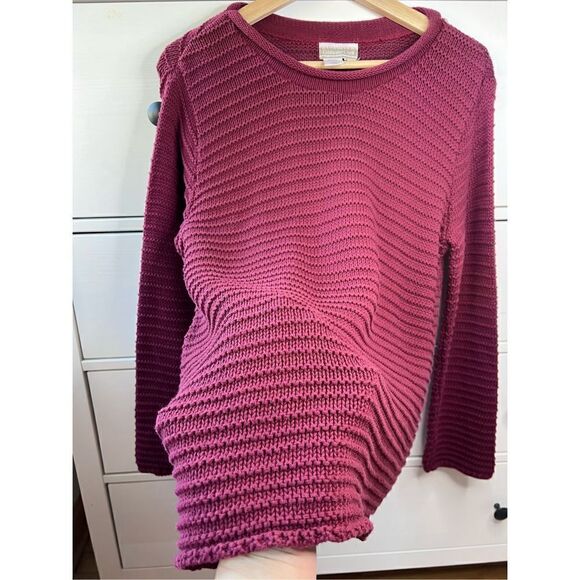 Coldwater Creek 100% cotton knit sweater‎ red-burgundy size XS Christmas winter - Picture 10 of 17